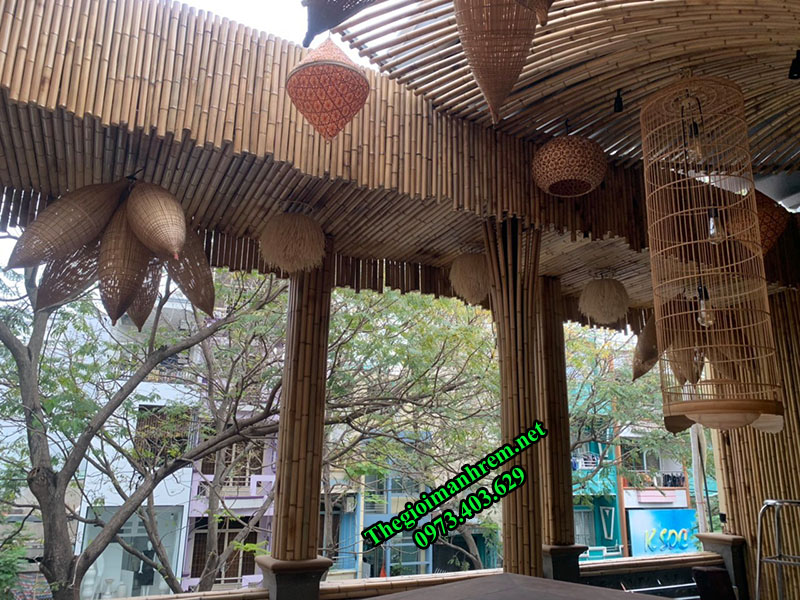 Trang trí không gian nhà hàng bằng tre trúc